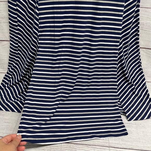 Cuddl Duds Flexwear Maxi Dress navy blue white stripes size S - Picture 12 of 14